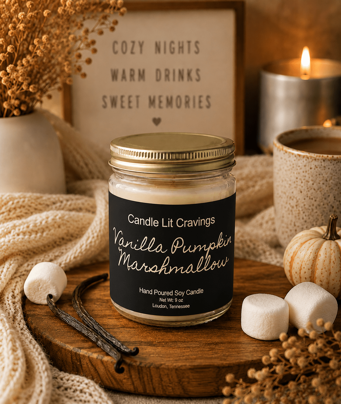 Vanilla Pumpkin MarshmallowCandle Lit Cravings